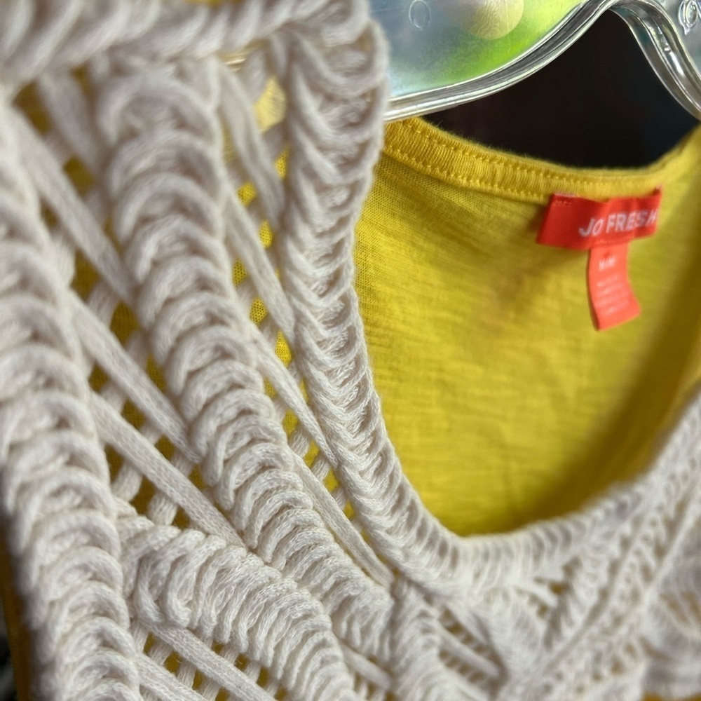 Joe Fresh Yellow Crochet Tank Top Women’s M Boho Sleeveless Summer Blouse - Picture 10 of 16